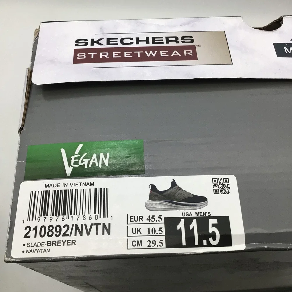 Skechers Streetwear Slade Breyer Mens Size 11.5 Navy Tan Relaxed Fit Vegan NEW